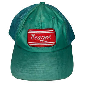 Seager Teal Trucker Snapback Mesh Hat Cap Blue Green Outdoors